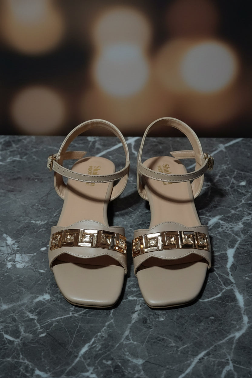 Casual Women's Crystal Block Heel Sandals